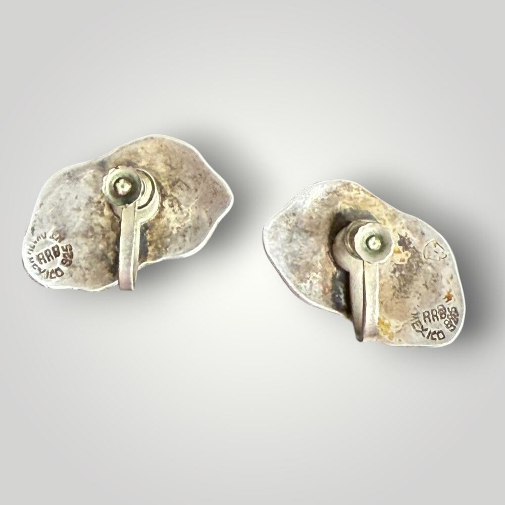 Vintage Mexican Sterling Silver Abalone Shell Earrings RRB 925 Hecho En Mexico - Picture 7 of 10